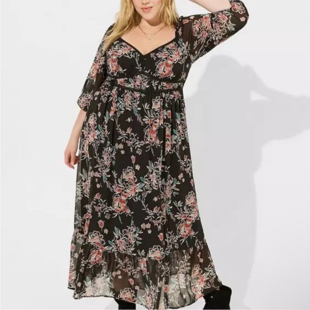 Torrid Black Floral Maxi Dress